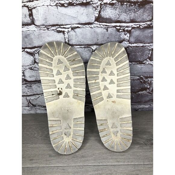 GUCCI Web White Rubber Logo Casual Slides Designer Sandals Men’s Sz 11M US/44EU - Picture 9 of 16